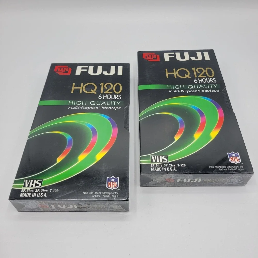 Fuji HQ 120 VHS Tapes 6-Hour Recording High Quality Blank Video Tape Set Of 2